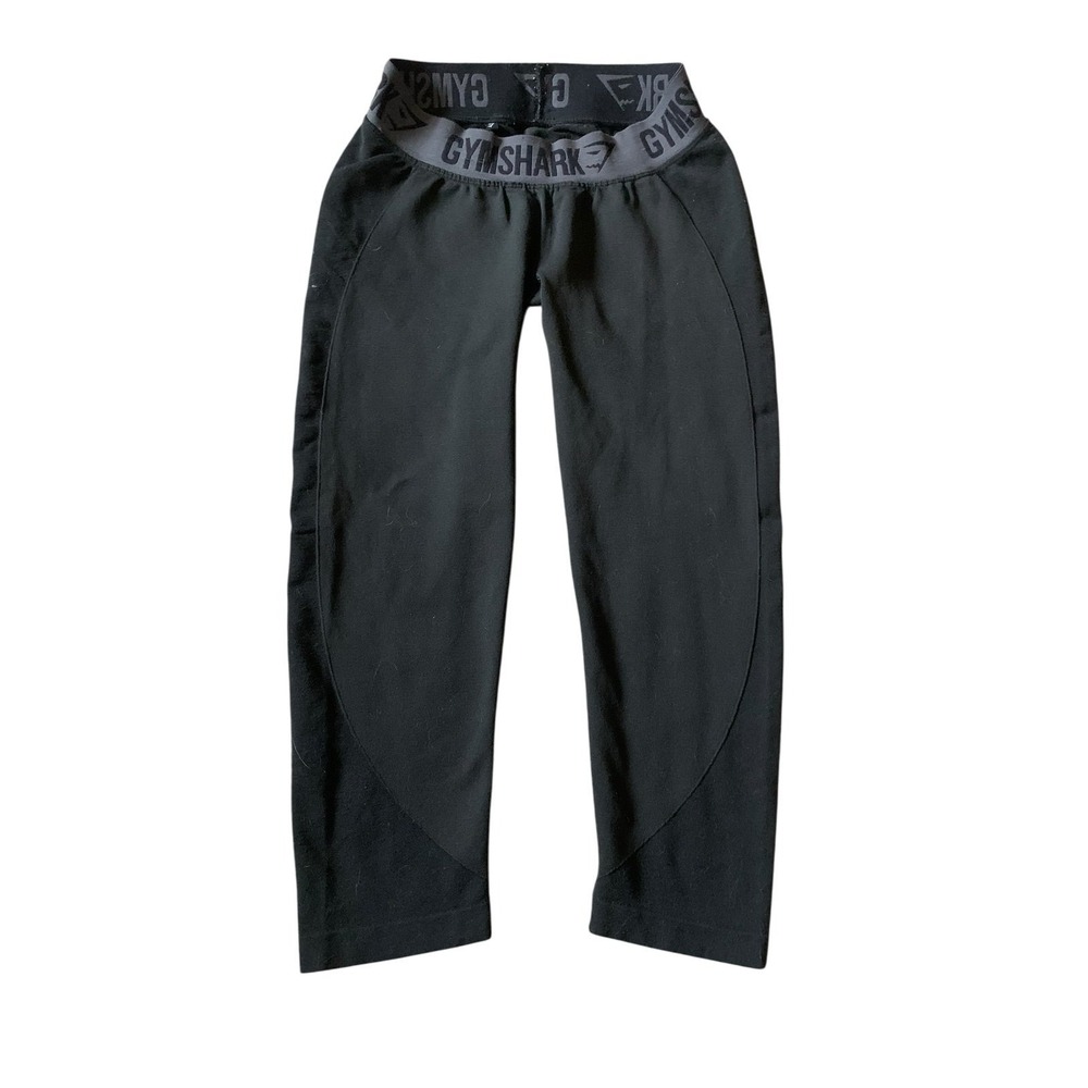 Gymshark Flex Cropped Leggings‎ Womens XS Black Grey Seamless Gymcore Athleisure